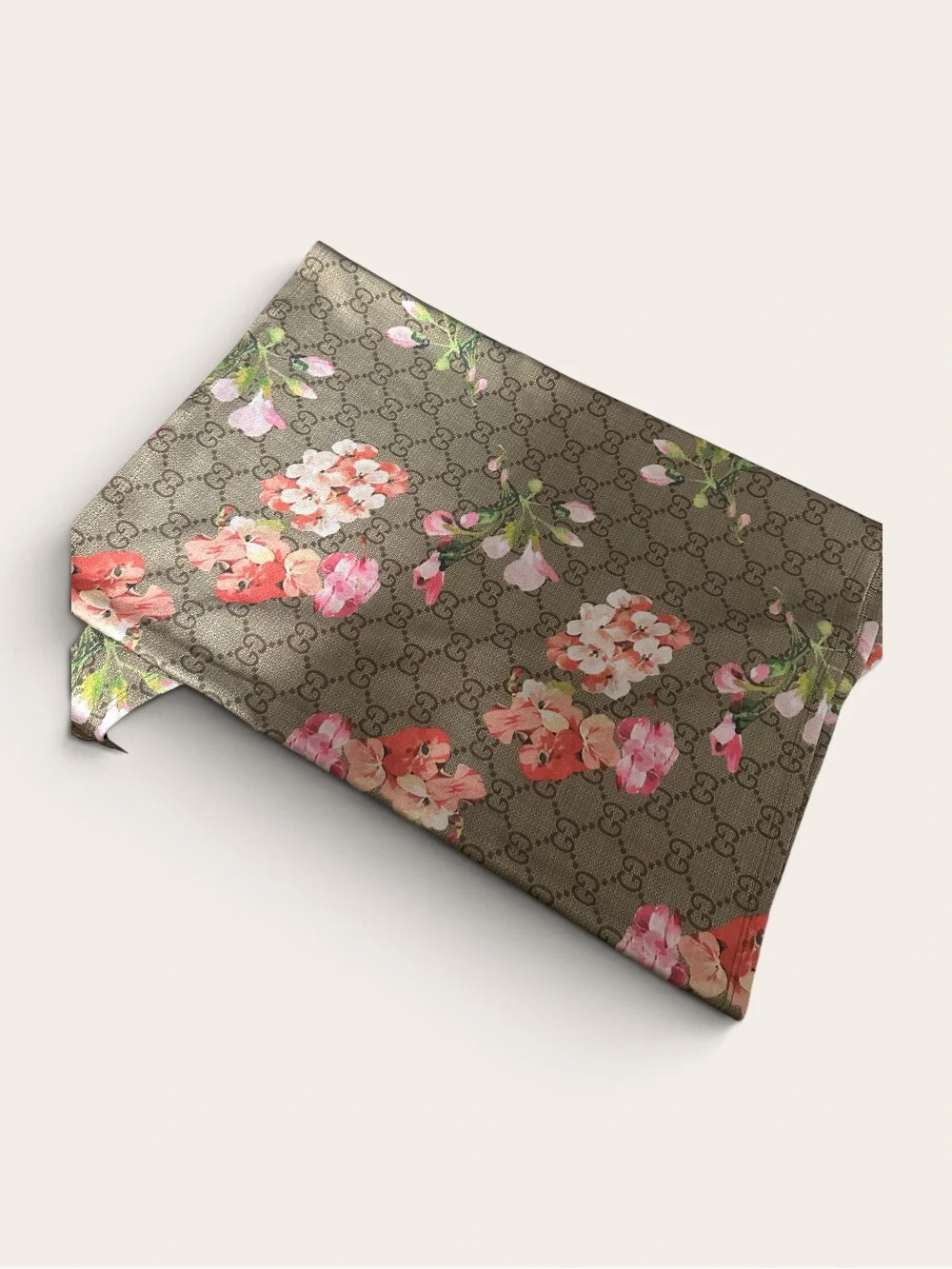 Designer-Inspired Floral Silk Scarf/Wrap in Olive Green